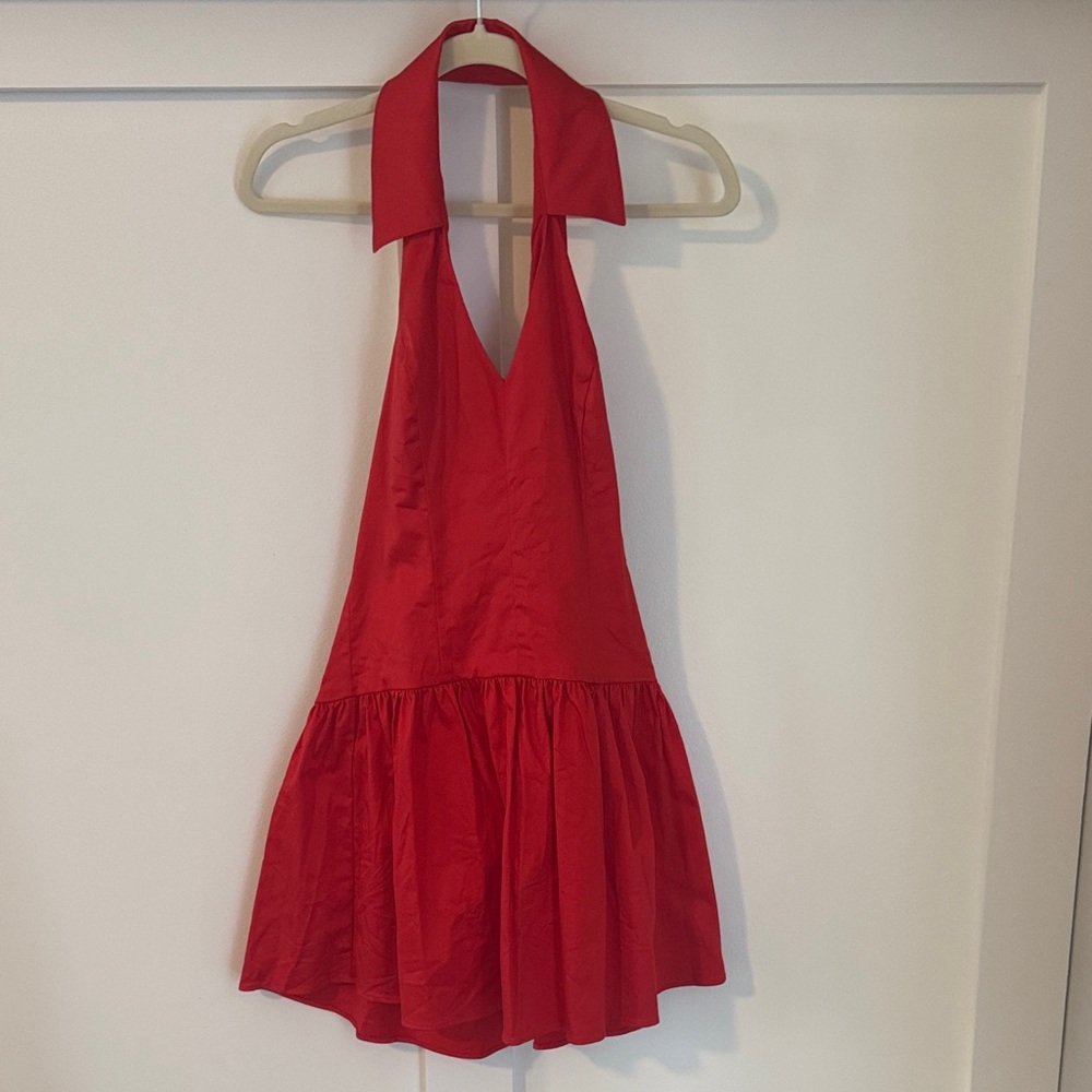 NWT Anthropologie Red Halter Mini Dress